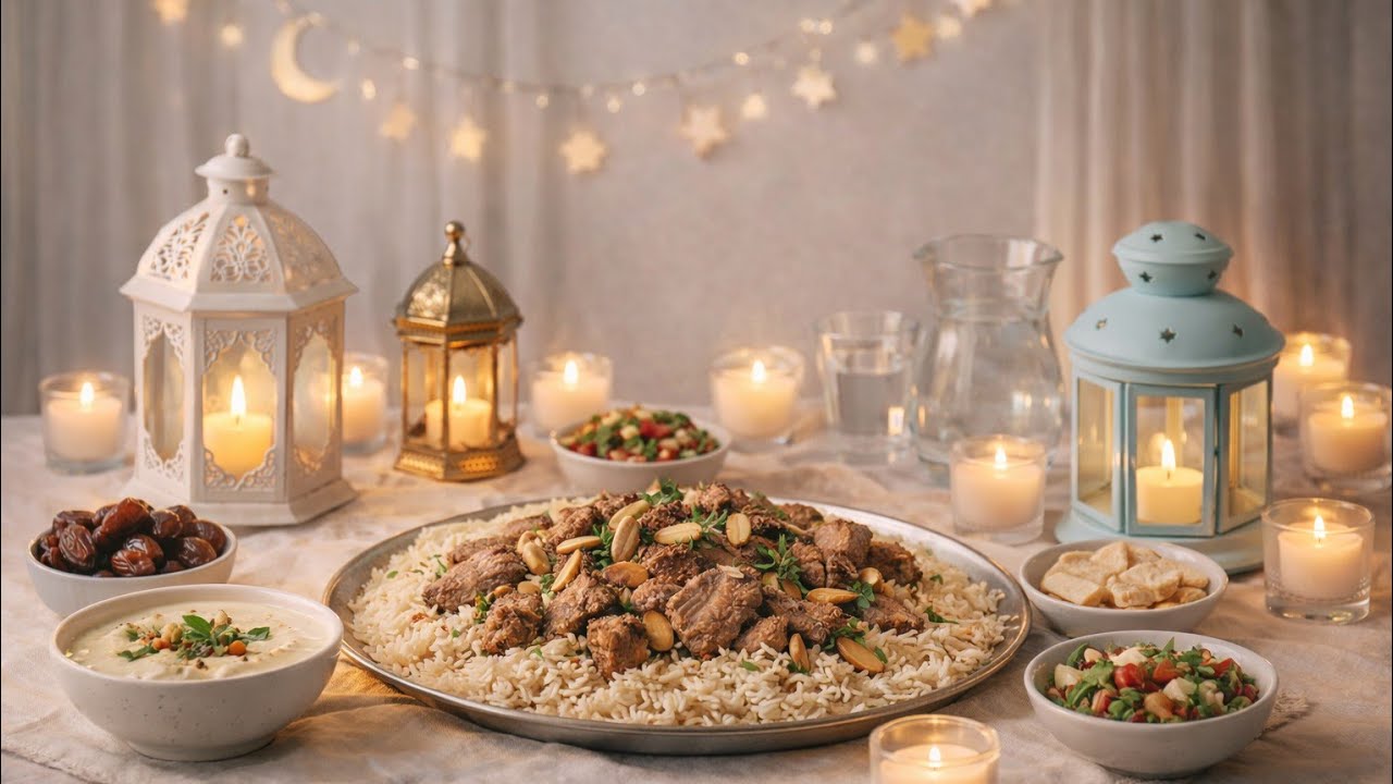 خامس يوم رمضان 🌙 طبختنا لليوم منسف بالدجاج + سمبوسة | أجواء رمضانية دافئة