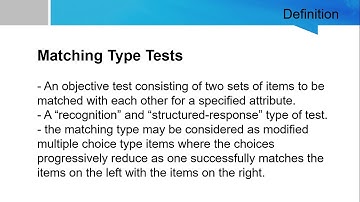 Guidelines in Developing Matching Type Tests - Part 1