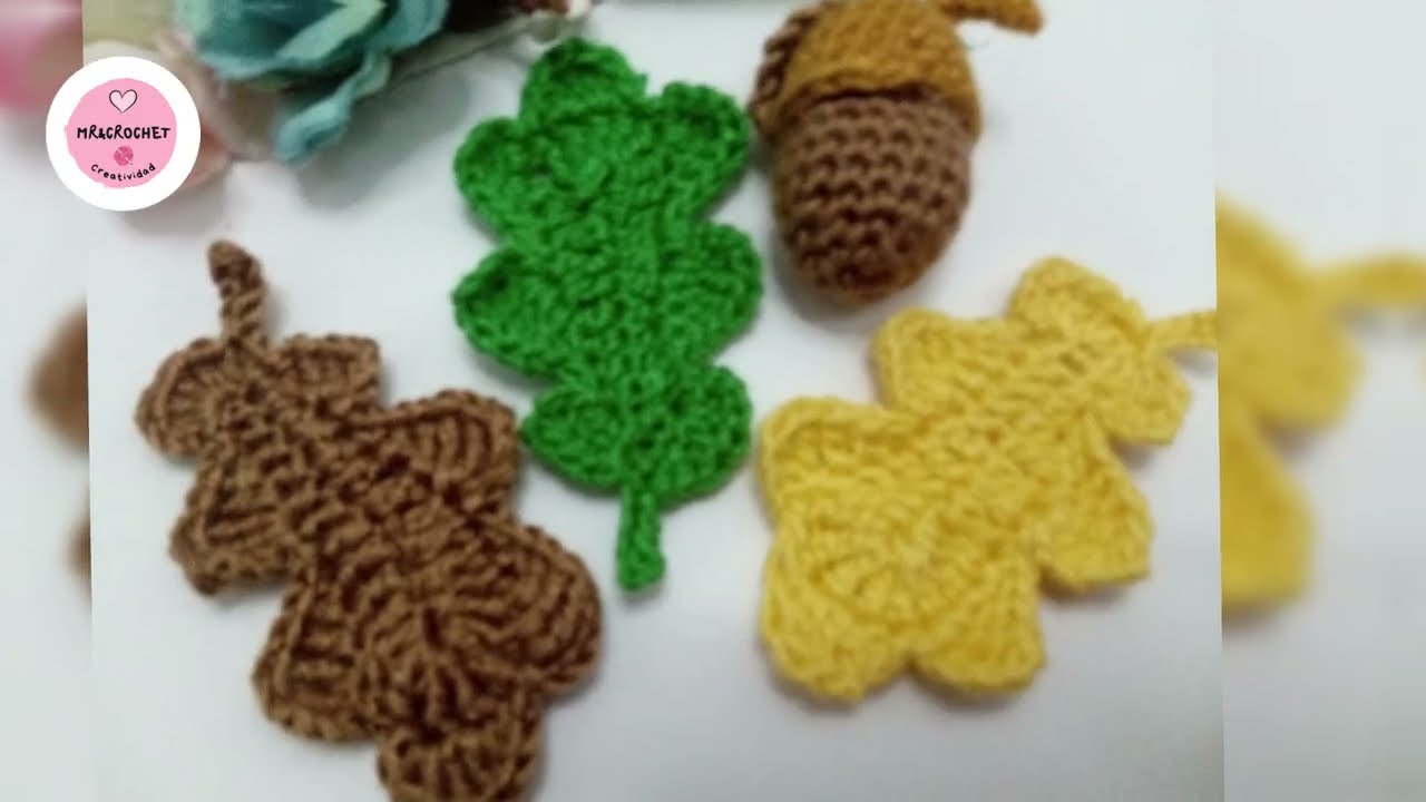 Aplicación de Hojas de Roble// Otoñal a ganchillo//Muy fácil de tejer!!