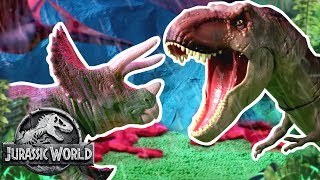 Dinosaur Battles: T-Rex VS Triceratops VS Pteranodon | Jurassic World | Mattel Action!