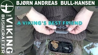Viking Fire Lighting: Flint and Steel Fire With Birch Bark, Norwegian Winter