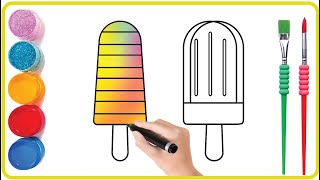 How to Draw & Color Rainbow Ice Cream The EASIEST Way for Kids!