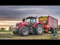 Duo de massey au ramassage de luzerne  andaineur  tapis roc