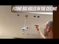 Fixing ceiling holes with plasterboard