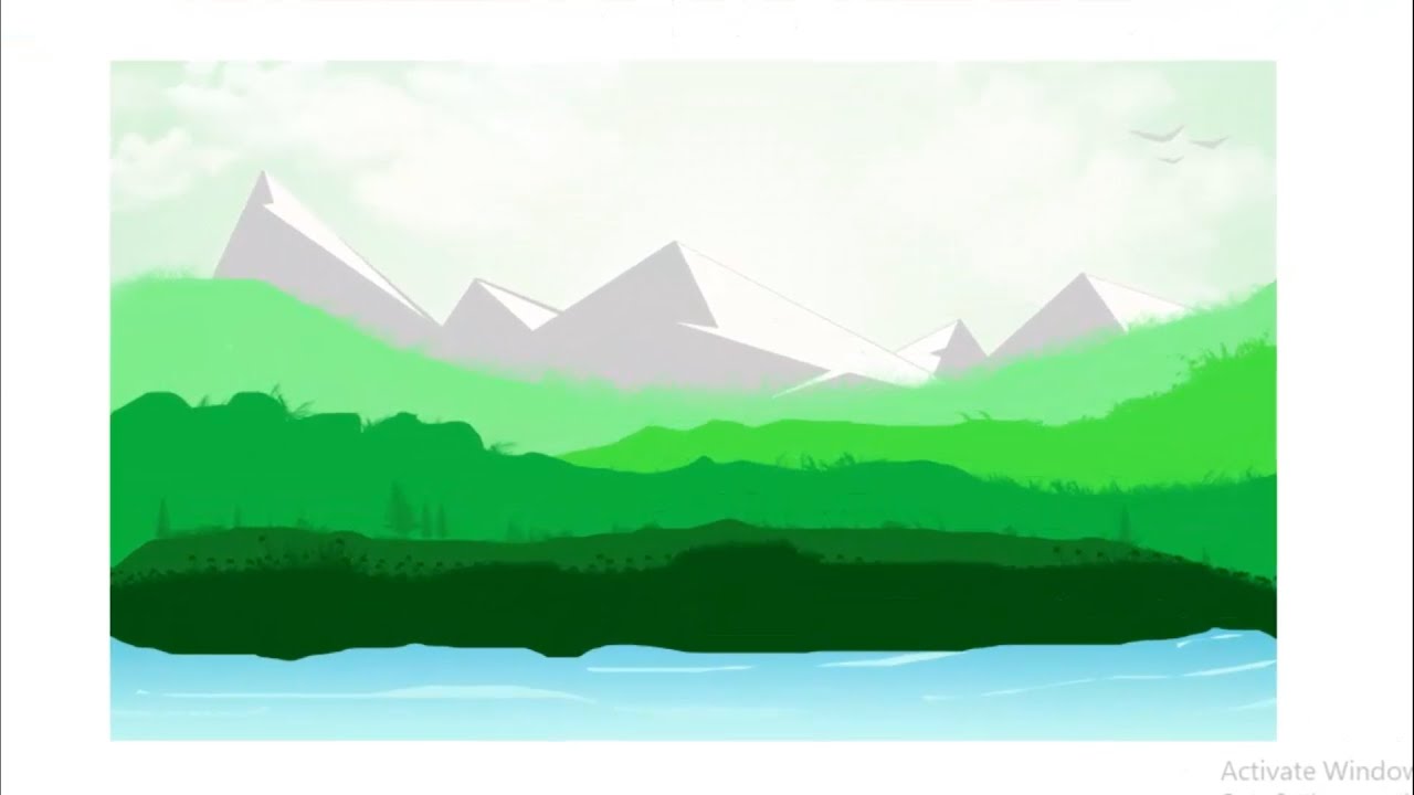 Flat Landscape Drawing | Mountain Hill Landscape Design | How to Create Landscape in Photoshop