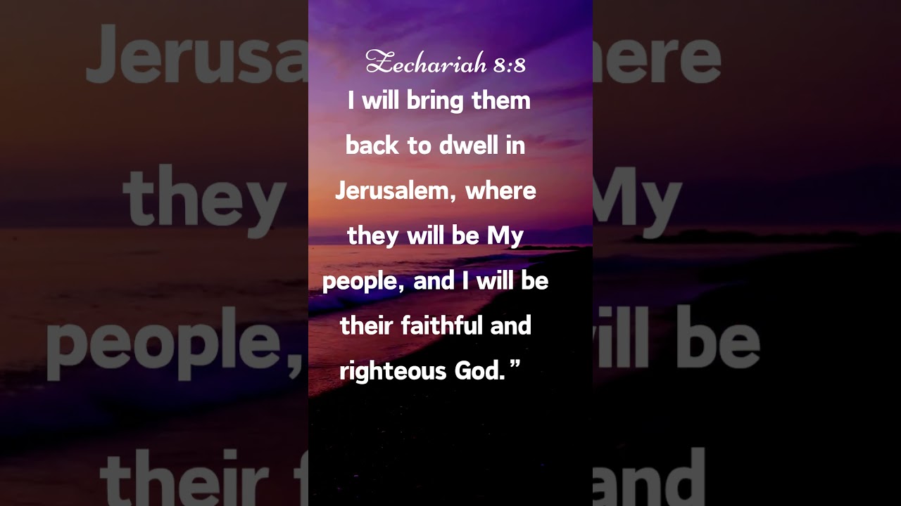 Zechariah 8:8 I will bring them back... I will be their faithful and righteous God 