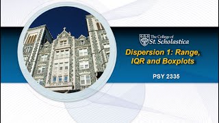 2-1 Dispersion 1 - Range, IQR and Boxplots