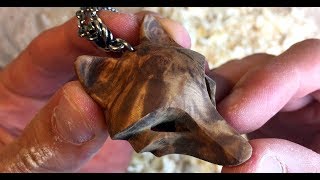 Making a wooden wolf pendant out of birch burl wood | wood carving video by Jonasolsenwoodcraft