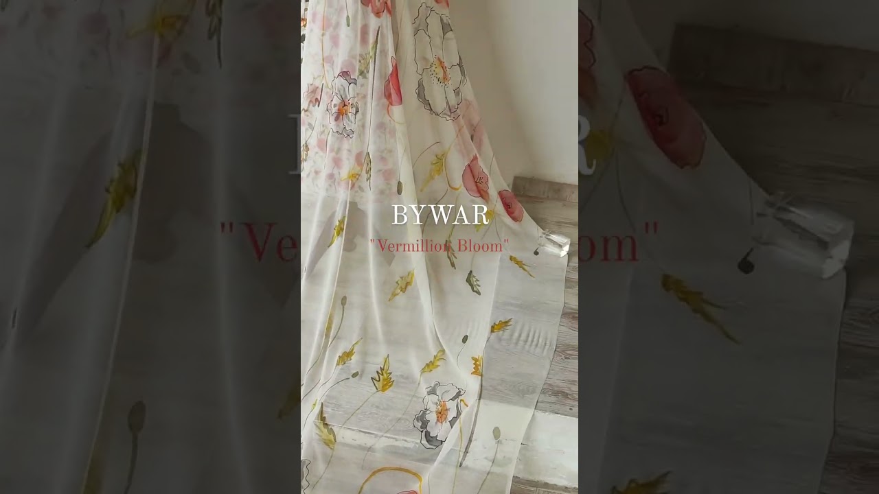 BYWAR Vermillion Bloom, chiffon dopatta paired with printed lawn shirt