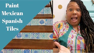 Baby Series: Baby Proofing Stairs | How to Make Painted Mexican Spanish Tile Design Stair Facings