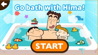 Himawari Bathing With Shinchan And His Dad
