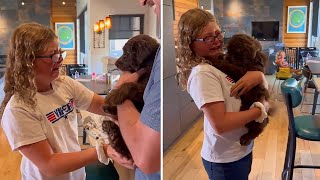 Girl in tears after new puppy surprise