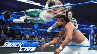 Rey Mysterio & Mustafa Ali Vs. Samoa Joe & Andrade Cien Almas Smackdown Live, Jan. 8, 2019