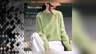 A must-have product! WinvyNee Women's Clothing Brushed Wool O Neck Pink Causal Sweaters Soft Solid screenshot 4