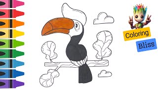 Toucans Drawing and Colouring Page Coloring Bliss 007