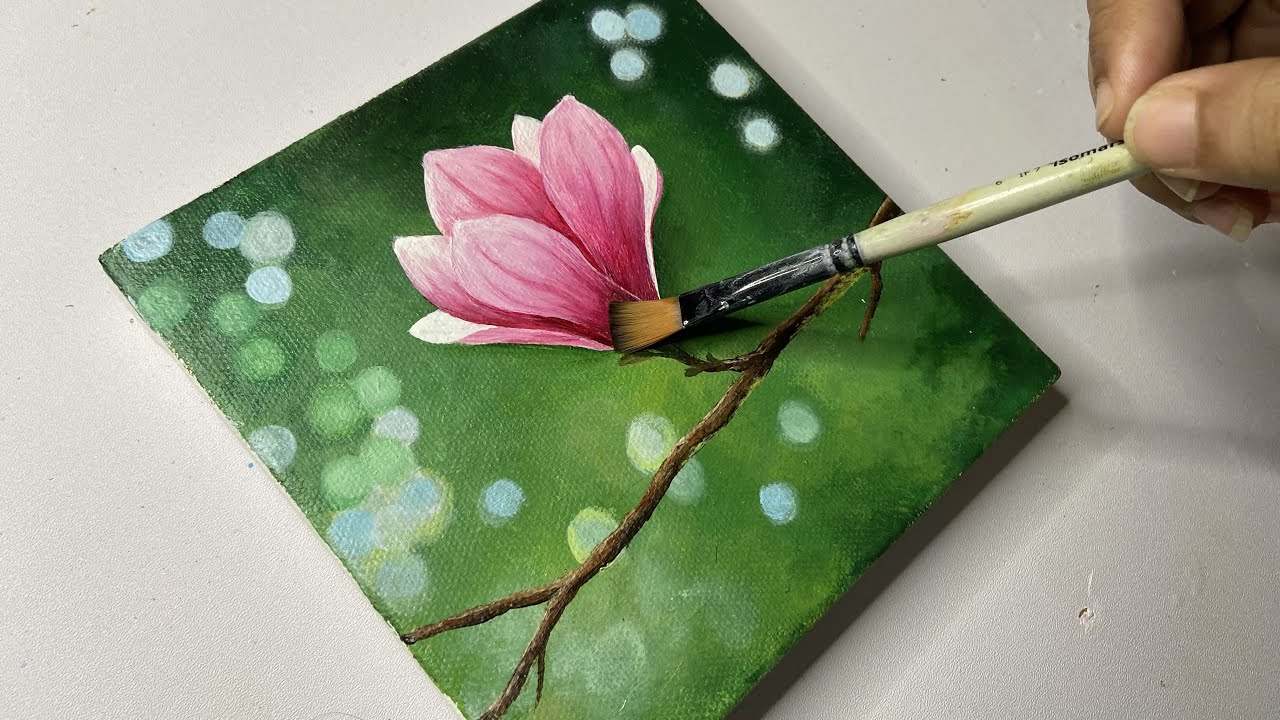 Magnolia flower painting/easy acrylic painting tutorial for ...