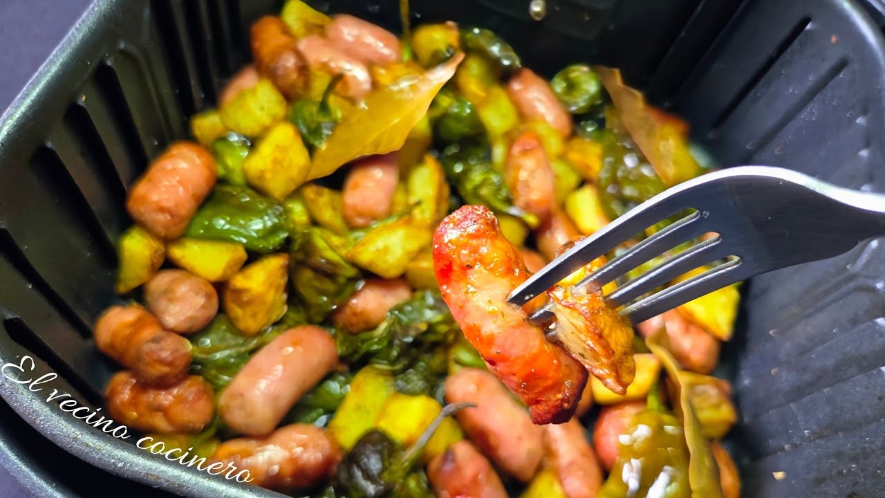 Salchichas con patatas en airfryer🤩Receta VAGOS Y PRINCIPIANTES 