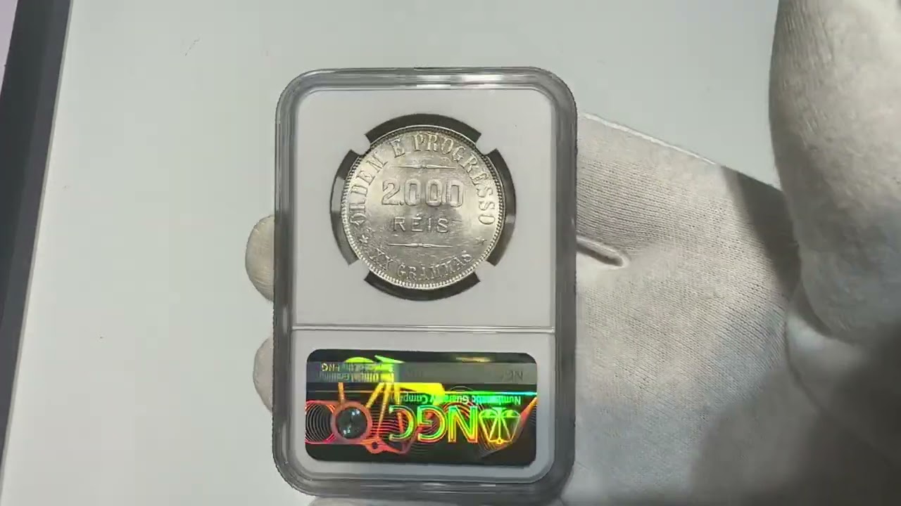 Moeda do Brasil: 2000 Réis 1911 - Graduado pela NGC MS 61 - Flor de Cunho - Prata