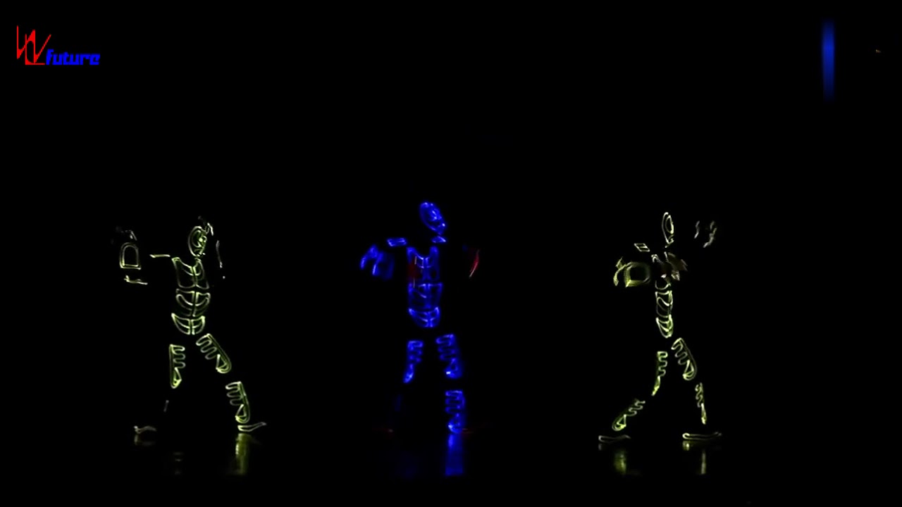 Full Color LED & Fiber Optic Costumes with Mask Robot Dance Jumpsuits wireless control