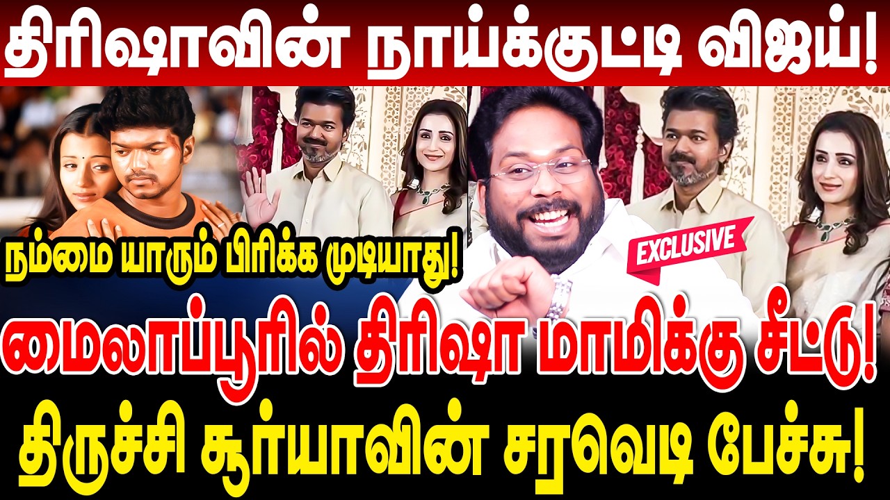 விஜய் திரிஷா திருமணம்! திரிஷா சொன்ன மெசேஜ் trichy surya interview vijay trisha marriage function ags