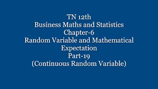 TN 12th BM | Chapter 6 | Random Variable and Mathematical Expectation | Part 19