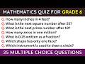 Basic Math Quiz for Grade 6 | 35 Interactive Questions for Classroom Practice | Online Maths Exam