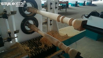 Double axis CNC wood lathe working video with double spindles