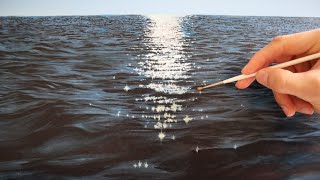 How to paint water  realistic water reflection wave painting tutorial