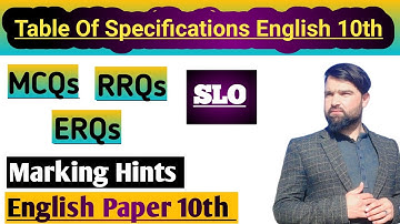 Table Of Specifications English 10th|Marking Hints|MCQs|RRQs|ERQs|Cognitive Level|