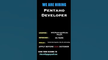 Pentaho Developer #job #opening #softwaredeveloper #softwareengineer #jobsearch #jobhunt #usjobs