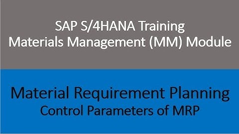 Video 16 - SAP S/4HANA Materials Management (MM) training - Control Parameters of MRP