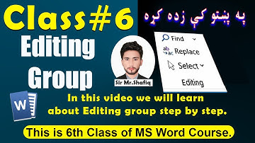 MS Word Editing Group Explained in Pashto | Find, Replace and Select Tutorial 2025