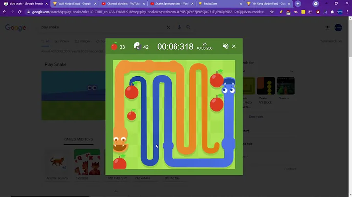 Snake Speedrun: Small, 5 Apple, Yin Yang, Fast all apples in 7.128s
