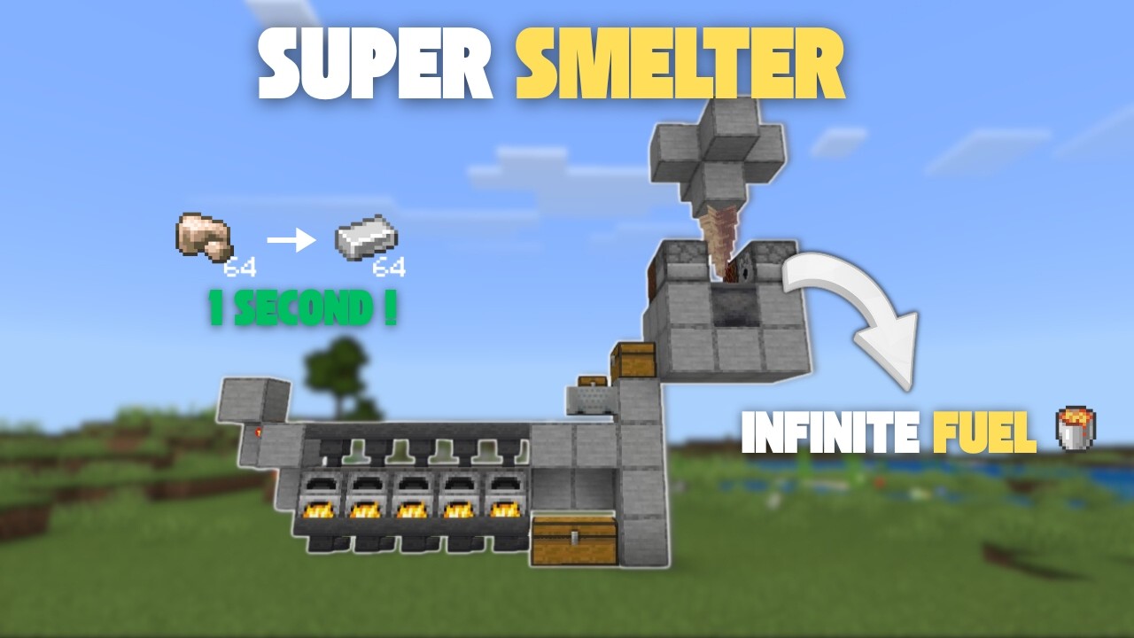Bedrock 1.21 Smelter Tutorial – Unlimited Fuel ! - YouTube