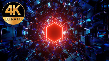 4 hour TV 4k Hexagon Tunnel Metallic Blue Red Color Relaxing Meditation Video Background loop
