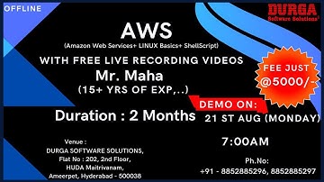 AWS (Amazon Web Services) Offline Training @ DURGASOFT