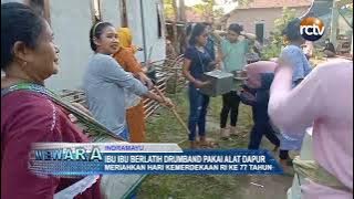 Ibu Ibu Berlatih Drumband Pakai Alat Dapur