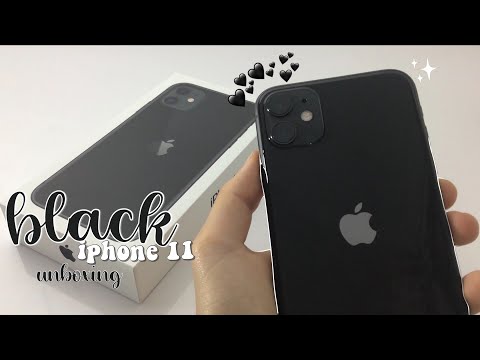 aesthetic iphone 11 unboxing (black) in 2021 + asmr, setup, case