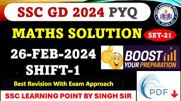 SSC GD 2024 MATHS (26 FEB, 2024 1st shift) || SSC GD Maths Solution By Singh Sir || #gd