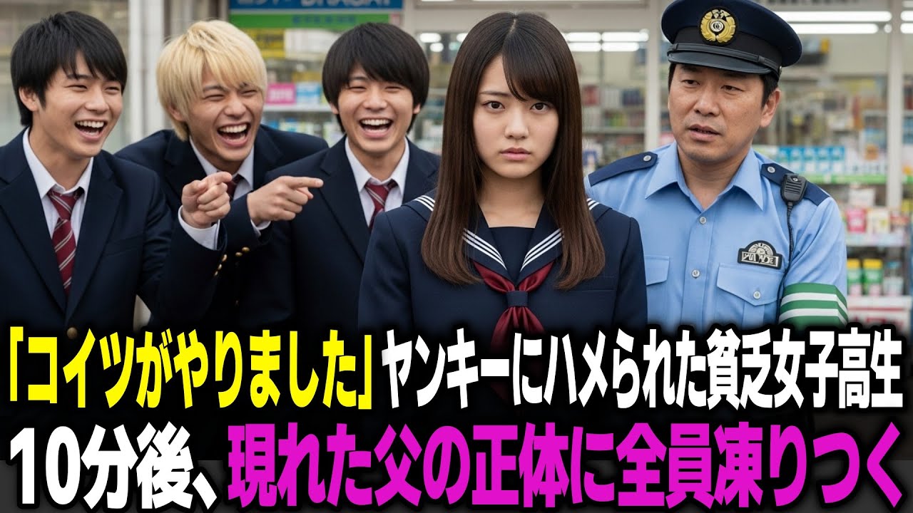「コイツがやりました！」ヤンキー高校生にハメられて警察に連行された貧乏女子高生。10分後、警察に現れた父親の正体に全員が凍りつく