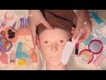 【ASMR】おもちゃの包丁シェービングと眉毛カット、メイクFace shaving,eye brow cut,make up RP