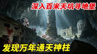 深入百米天坑寻地堡，不料竟发现“流血”怪石与地底古城墙，坑底还藏着万年通天神柱！【户外小北哥】