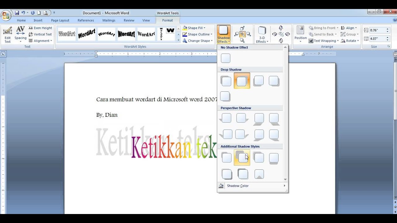 Cara membuat WordArt di Microsoft Word 2007 - YouTube