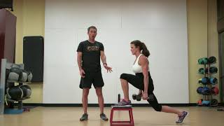 Reverse Lunge Curl And Press