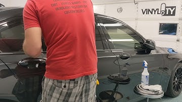 Hexis Bodyfence PPF applied to side pillars of BMW 750 time lapse.