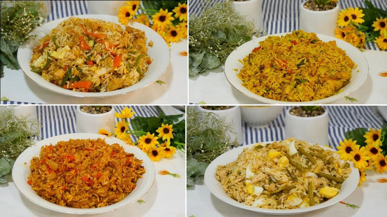 أربعة أطباق أرز متنوعة مرافقات جد لذيذة نقدموها مع المائدة ديالنا - عيد مبارك سعيد