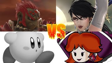 SSBU - Ganondorf (me) and Bayonetta vs Fake Kirby and Mii Evil Daisy