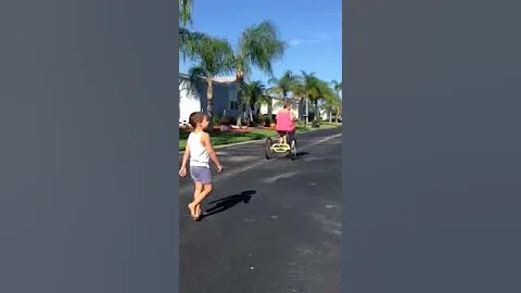 My grandma fist time riding a bike