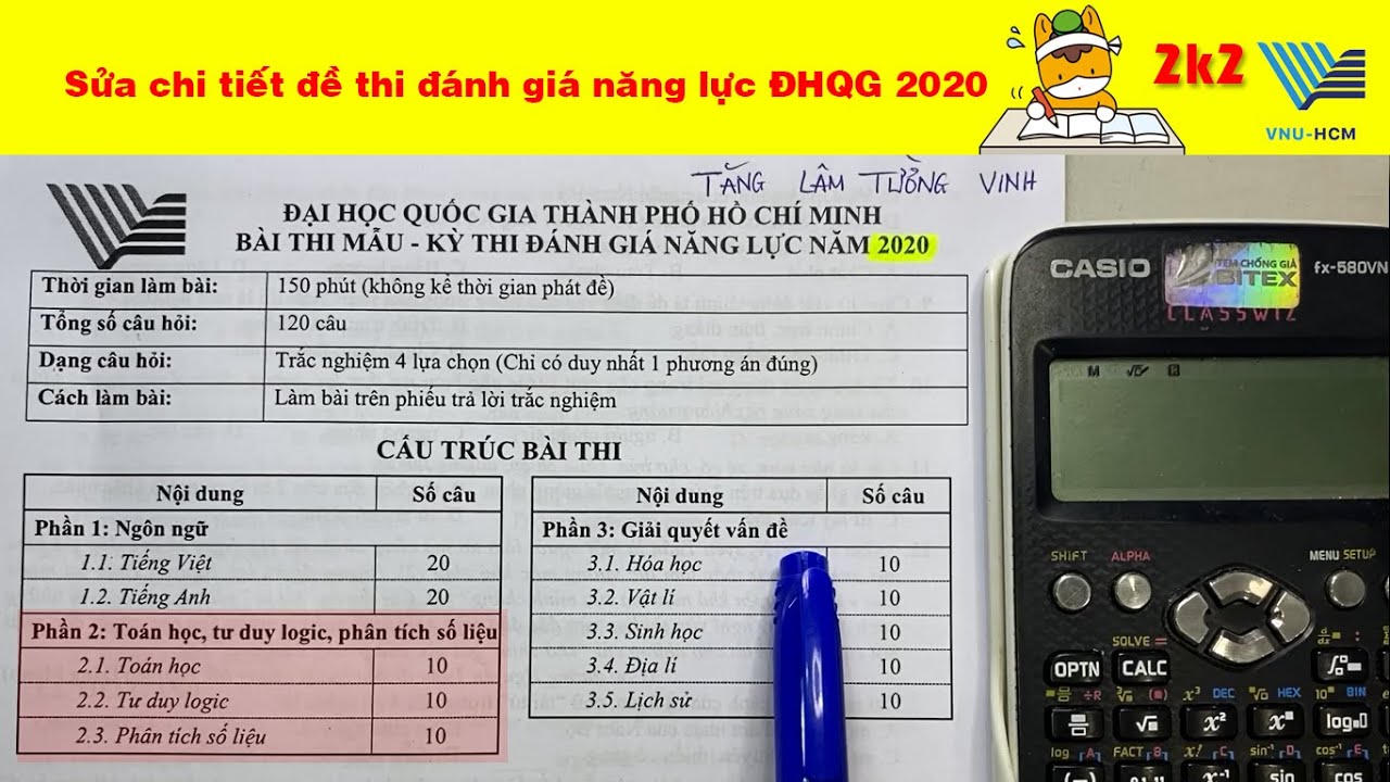 Đề thi năng lực đại học quốc gia 2019 | Sửa chi tiết đề thi đánh giá năng lực ĐHQG năm 2020 – Full cả đề toán