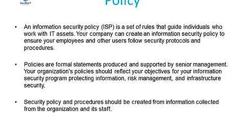IT Security Policy, Procedures and Guidelines